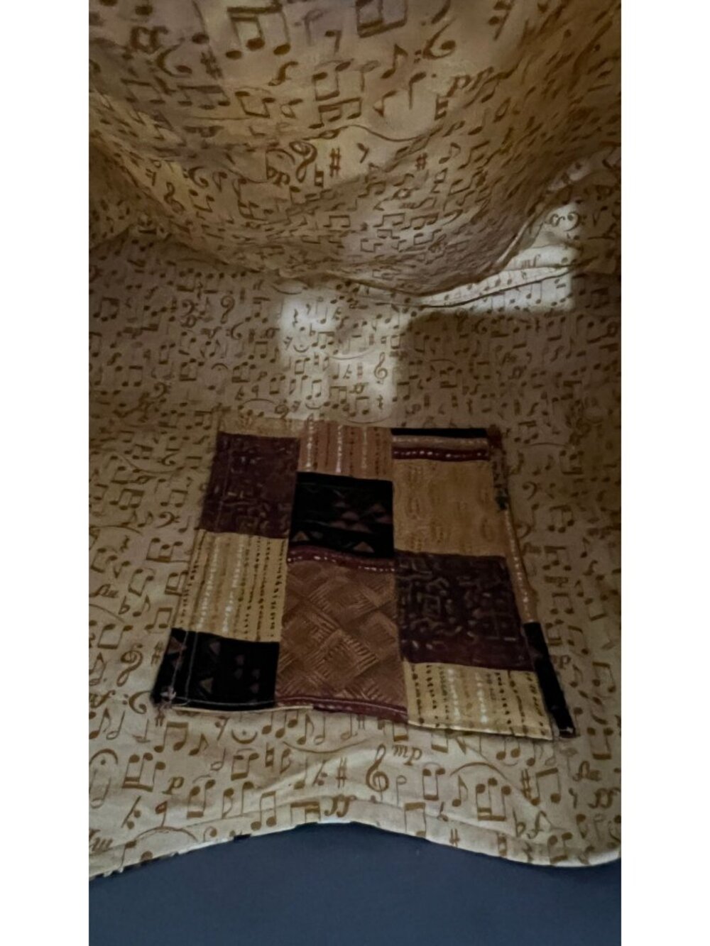 Animal Print Shoulder Bag With Music Note Lining & Patch Pocket Handmade Boho Ch - Picture 3 of 4